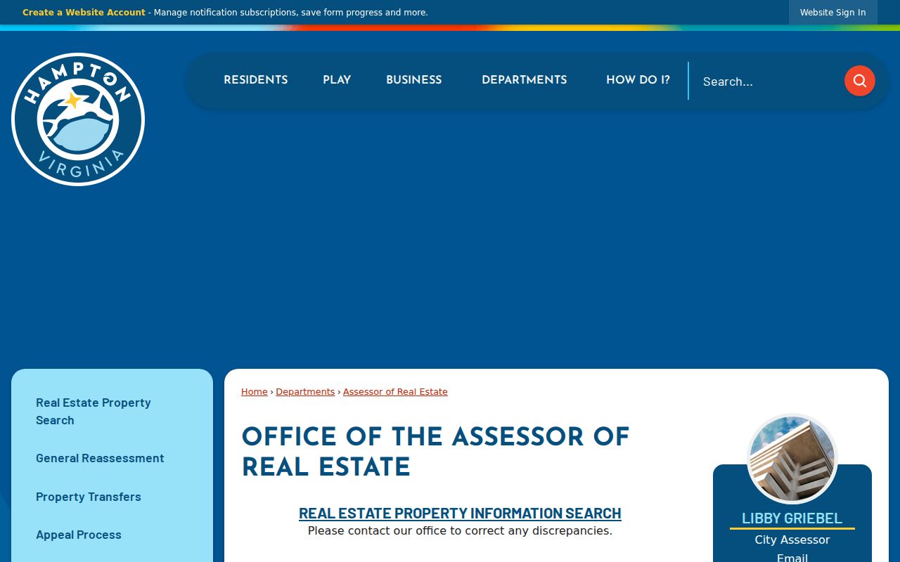 Hampton residents directory Assessor property search page