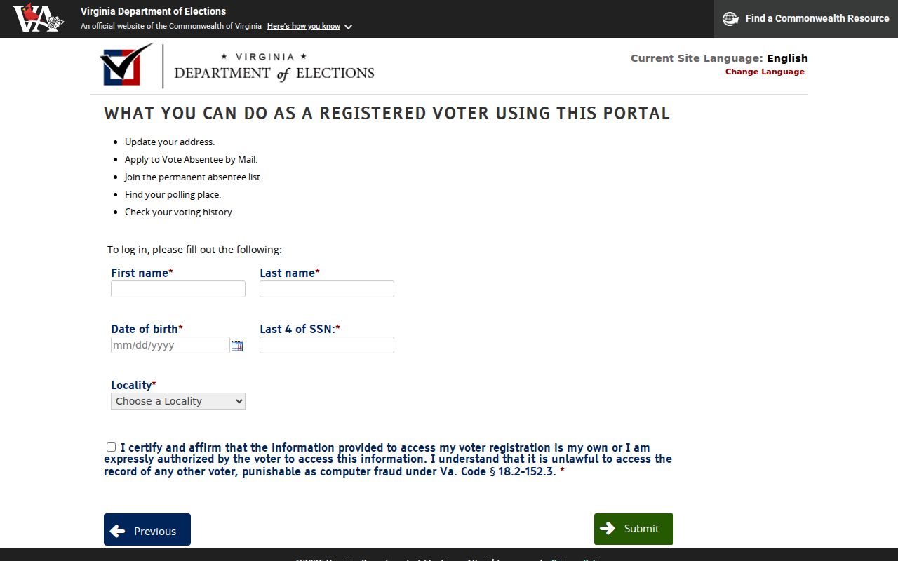 Hampton residents directory authorized Virginia voter status lookup